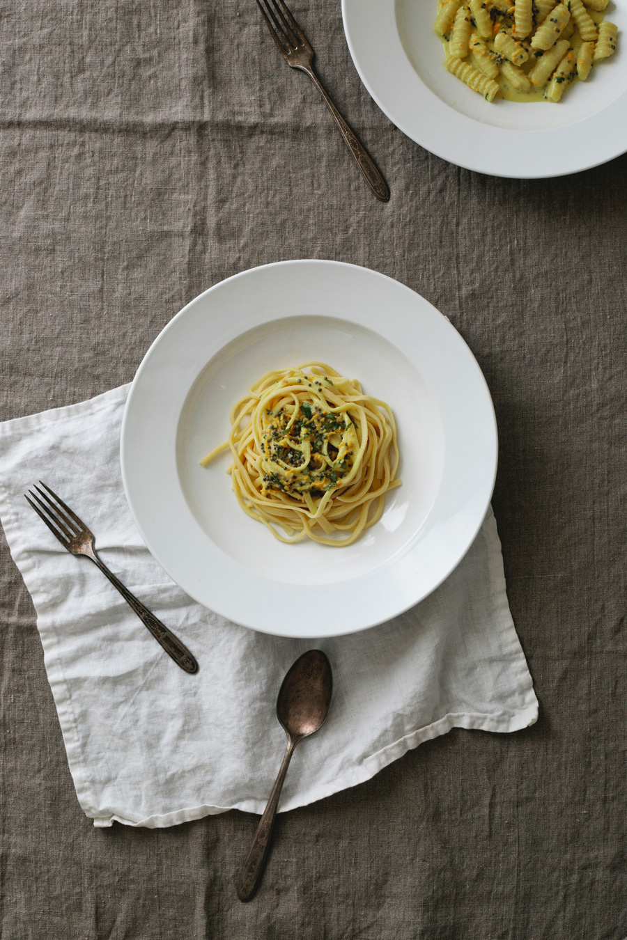 meyer lemon pasta with mustard seed and turmeric // a thousand threads